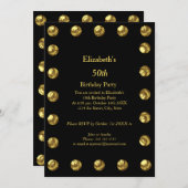 50歳の誕生日パーティー ブラック ゴールド どんな年齢でも 招待状 (正面/裏面)
