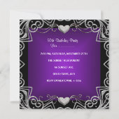 50歳の誕生日パーティー ブラック シルバー ディープパープル 招待状 (裏面)