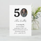 50歳の誕生日パーティー ブラック＆ホワイト 招待状 (スタンド正面)