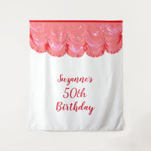 50歳の誕生日パーティー ブラック レッド フォトバックドロップ タペストリー