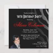 50歳の誕生日パーティー ボムシェル レオパード カクテルパーティー 招待状 (裏面)