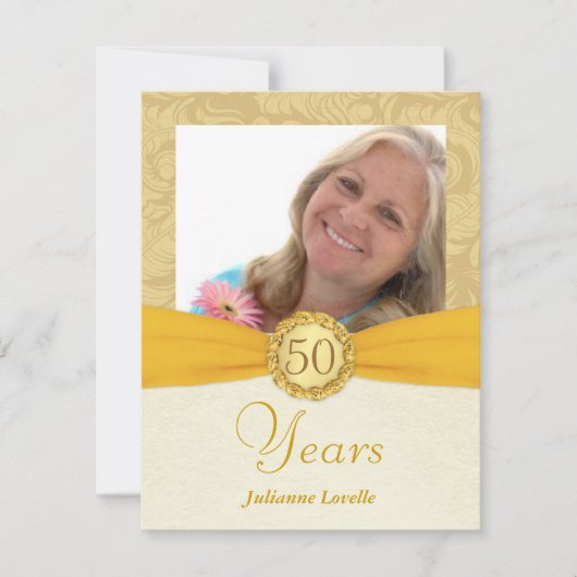50歳の誕生日パーティー-モノグラム写真招待状 招待状 (正面)