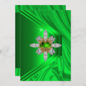 50歳の誕生日パーティー ライムグリーンダイヤモンドイメージ 招待状 (正面/裏面)