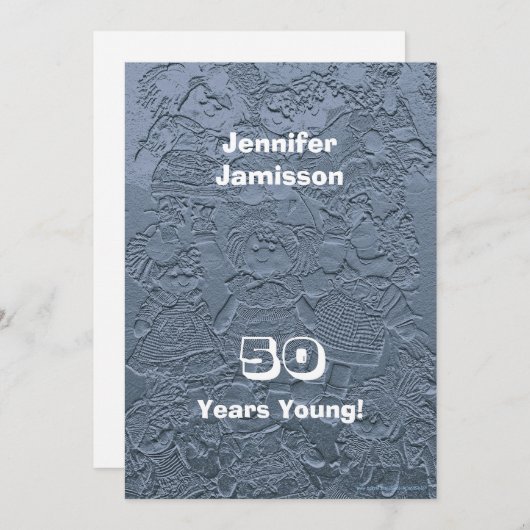 50歳の誕生日パーティー ラグドール シルバー ブルー 招待状 (正面/裏面)