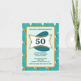 50歳の誕生日パーティー レトロミッドセンチュリー どの年齢にも 招待状