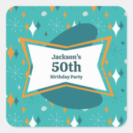50歳の誕生日パーティー レトロミッドセンチュリー 何歳でも スクエアシール