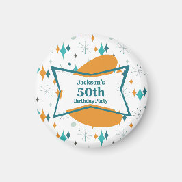 50歳の誕生日パーティー レトロミッドセンチュリー 何歳でも マグネット
