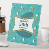 50歳の誕生日パーティー レトロミッドセンチュリー 何歳でも 台座サイン (インサイチュ)