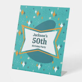 50歳の誕生日パーティー レトロミッドセンチュリー 何歳でも 台座サイン
