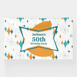 50歳の誕生日パーティー レトロミッドセンチュリー 何歳でも 横断幕