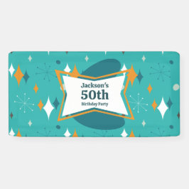 50歳の誕生日パーティー レトロミッドセンチュリー 何歳でも 横断幕