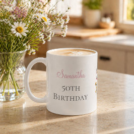 50歳の誕生日パーティー ワイルドフラワー コーヒーマグカップ