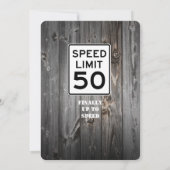 50歳の誕生日パーティー、ワイン、カクテル、ヤシの木 招待状 (裏面)