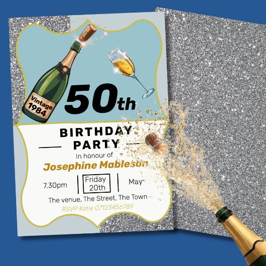 50歳の誕生日パーティー ヴィンテージスタイル 招待状