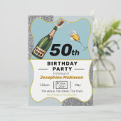 50歳の誕生日パーティー ヴィンテージスタイル 招待状 (スタンド正面)