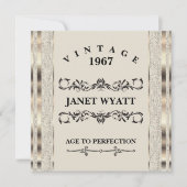 50歳の誕生日パーティー|ヴィンテージ作成と金ゴールド 招待状 (正面)