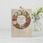 50歳の誕生日パーティー 女性 ヴィンテージ フラワー リース 招待状 (スタンド正面)