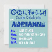 50歳の誕生日パーティー 招待状 (裏面)