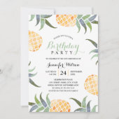 50歳の誕生日パーティー、熱帯水彩パイナップル 招待状 (正面)