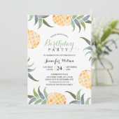 50歳の誕生日パーティー、熱帯水彩パイナップル 招待状 (スタンド正面)