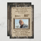 50歳の誕生日パーティー 男　木　ナチュラル 招待状 (正面/裏面)