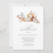 50歳の誕生日パーティー 白いかぼちゃ 秋の花 招待状 (正面)