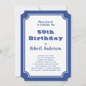 50歳の誕生日パーティー 青と白の限定版 招待状 (裏面)