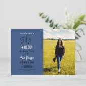 50歳の誕生日パーティー 青 招待状 (スタンド正面)