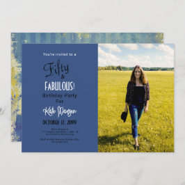 50歳の誕生日パーティー 青 招待状