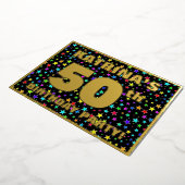 50歳の誕生日パーティー - 面白くてカラフルな星柄 箔招待状 (回転した状態)