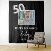 50歳の誕生日パーティー 黒の写真 名前 男 タペストリー (インサイチュ)