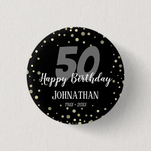 50歳の誕生日パーティー（黒） 缶バッジ