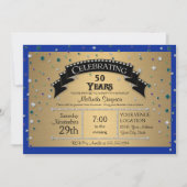 50歳の誕生日パーティ祝フェイクーの宝石紙吹雪 招待状 (正面)