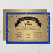 50歳の誕生日パーティ祝フェイクーの宝石紙吹雪 招待状 (正面/裏面)