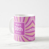 50歳の誕生日パープル面白い写真 コーヒーマグカップ (正面左)
