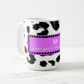 50歳の誕生日ヒョウ柄プリント コーヒーマグカップ (正面左)