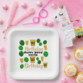 50歳の誕生日ビールと緑のバルーン紙プレート ペーパープレート (パーティー)