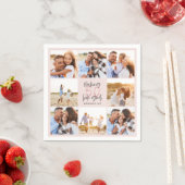 50歳の誕生日ピンクのガーリーグリッター写真コラージュ スタンダードカクテルナプキン (インサイチュ)