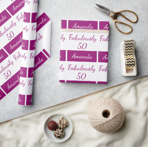 50歳の誕生日ピンクの素晴らしい50ラッピング紙 ラッピングペーパー