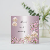 50歳の誕生日ピンクの蓮の花フラワー 招待状 (スタンド正面)
