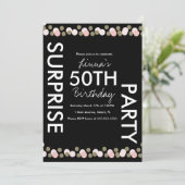 50歳の誕生日ピンクブラッシュコンフェティサプライズ 招待状 (スタンド正面)