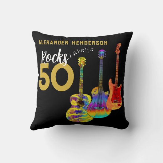 50歳の誕生日ファンキーギター音楽 クッション (裏面)
