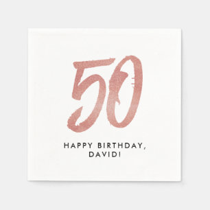 50歳の誕生日フェイクバラ金ゴールドパーソナライズされたグリッター スタンダードカクテルナプキン