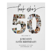 50歳の誕生日フォトコラージュウェルカムサイン ポスター (正面)
