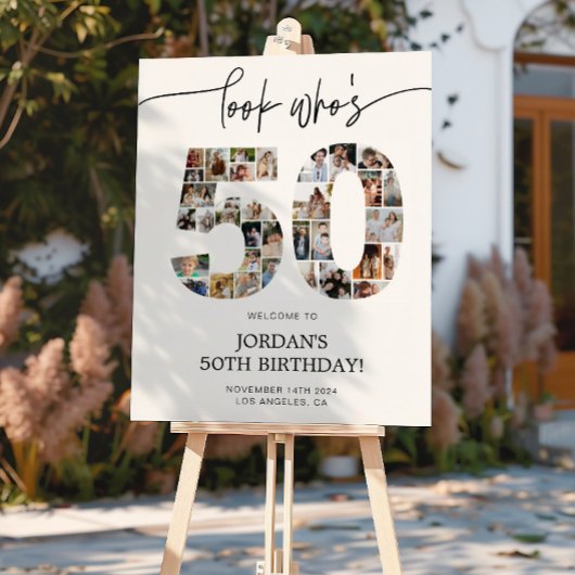 50歳の誕生日フォトコラージュウェルカムサイン ポスター
