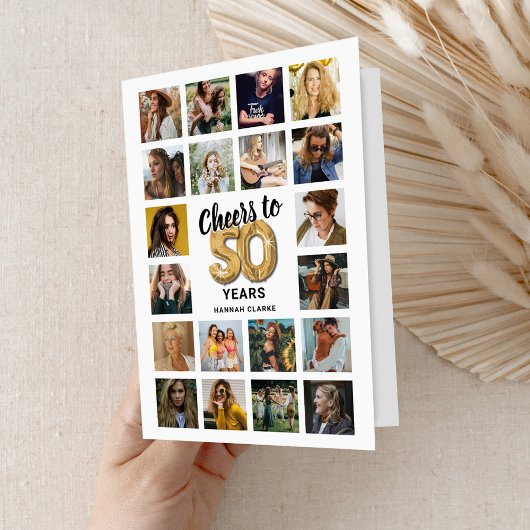50歳の誕生日フォトコラージュカード 招待状