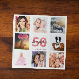 50歳の誕生日フォトコラージュ女性ホワイト ジグソーパズル