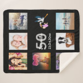 50歳の誕生日フォトコラージュ黒 シェルパブランケット (正面(横))