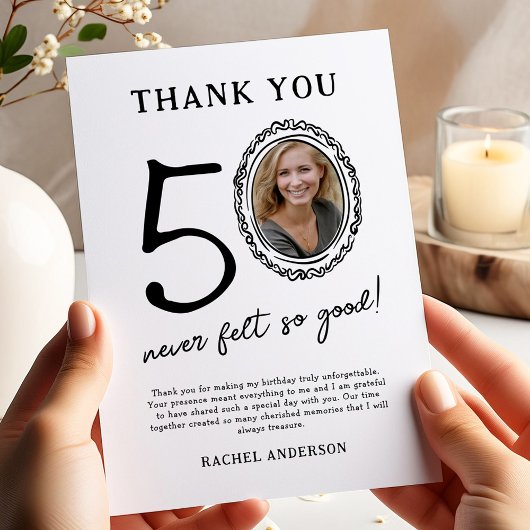50歳の誕生日フォトサンクスカード サンキューカード