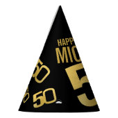 50歳の誕生日フォトパーソナライズされた金ゴールド黒 パーティーハット (左)